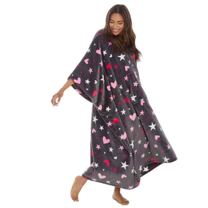 Full Length Patterned Hooded Poncho