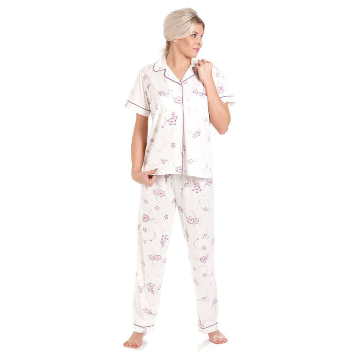 Lady Olga Short Sleeve Cotton Jersey Floral Pyjamas