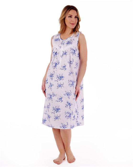 Slenderella Floral Print Sleeveless Ladies Nightdress (100% Cotton)