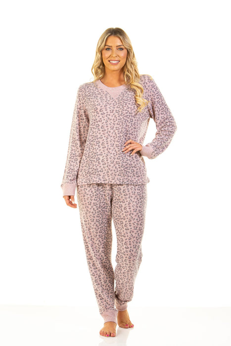 Soft Touch Cloud Knit Leopard Print Lounger Pyjamas