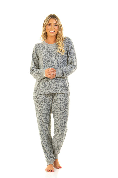 SALE Soft Touch Cloud Knit Leopard Print Lounger Pyjamas