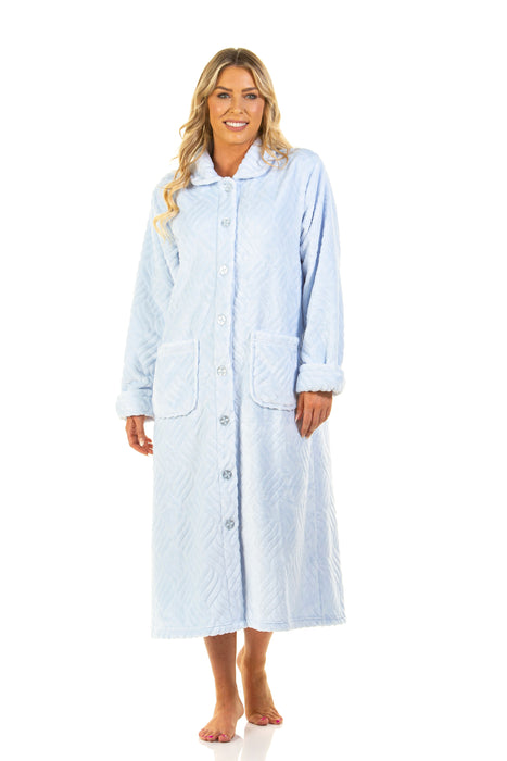 Luxurious Tulip Embossed Button Front Dressing Gown