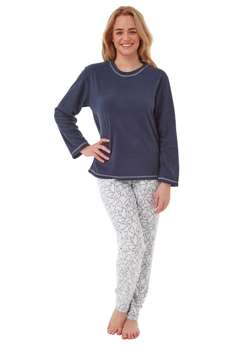 SALE Micro Fleece Long Sleeve Pyjamas With Print Bottom