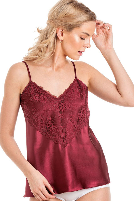 British Made Satin Deep Lace Trimmed Camisole Top