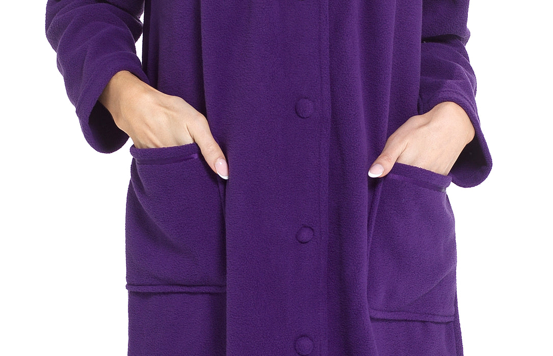 Warm Button Front Dressing Gown in Polar Fleece by Lady Olga Sandras-Online Warm Button Front Dressing Gown in Polar Fleece by Lady Olga Sandras-Online