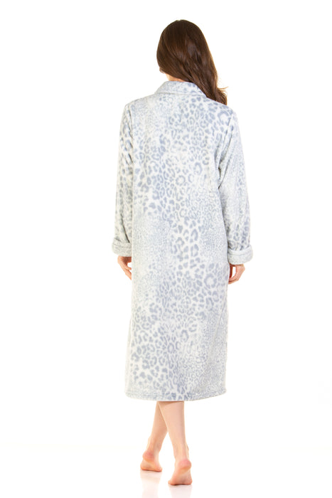 Printed Supersoft Flannel Fleece Button-Through Dressing Gown