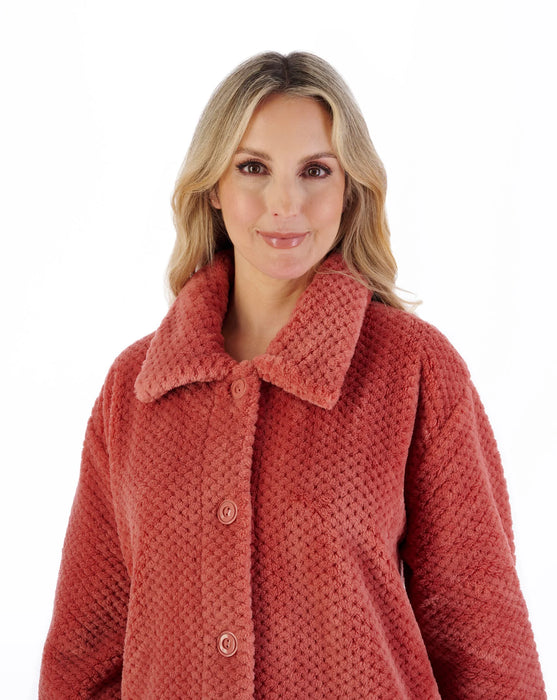 Slenderella Luxury Waffle Fleece Full Button Front Dressing Gown 52"