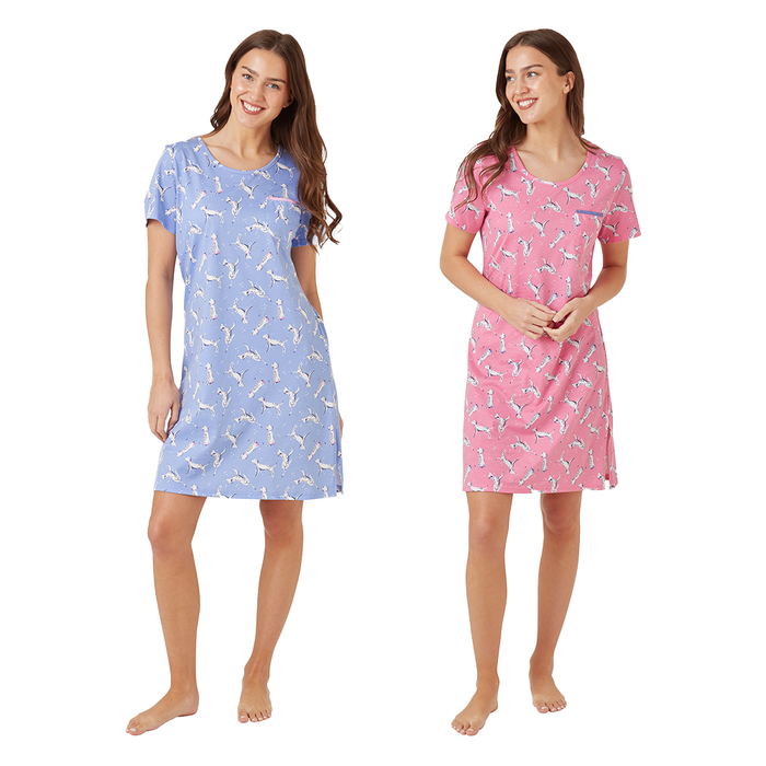 Indigo Sky 100 Cotton Jersey Dalmatian Print Nightshirt