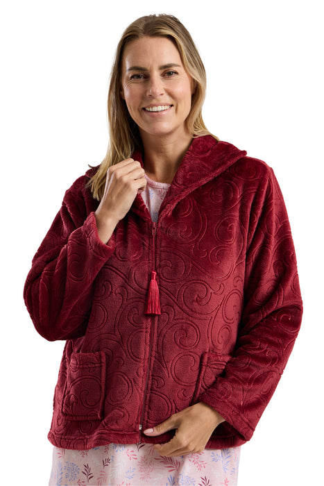 Marlon Luxury Swirl Pattern Zip Front Bed Jacket