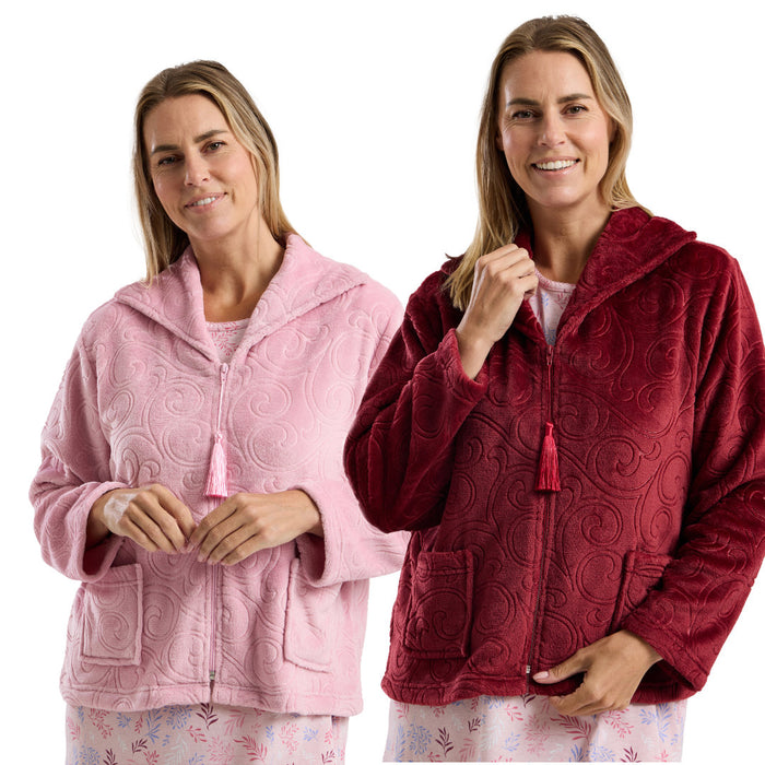 Marlon Luxury Swirl Pattern Zip Front Bed Jacket