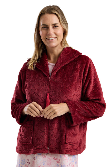 Marlon Luxury Swirl Pattern Zip Front Bed Jacket