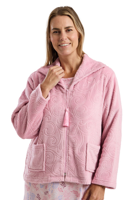 Marlon Luxury Swirl Pattern Zip Front Bed Jacket