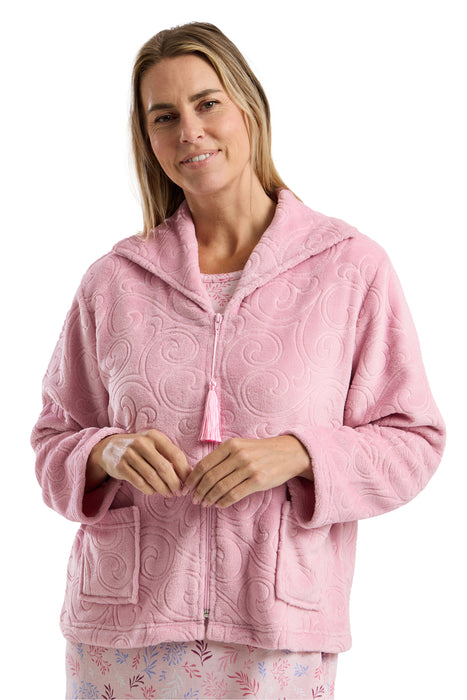 Marlon Luxury Swirl Pattern Zip Front Bed Jacket