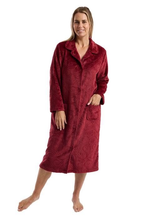Marlon Luxury Swirl Print Embossed Button Front Dressing Gown