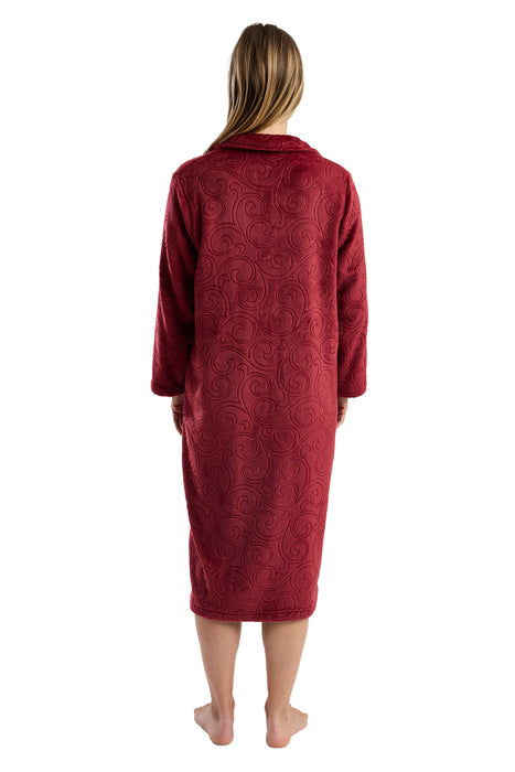 Marlon Luxury Swirl Print Embossed Button Front Dressing Gown