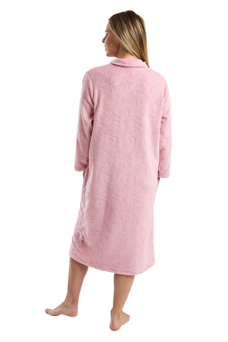 Marlon Luxury Swirl Print Embossed Button Front Dressing Gown