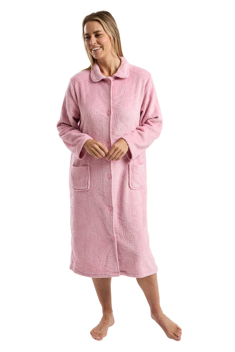 Marlon Luxury Swirl Print Embossed Button Front Dressing Gown