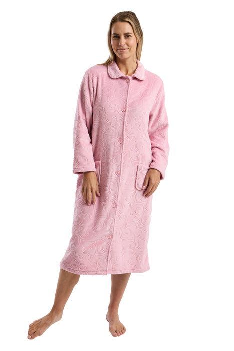 Marlon Luxury Swirl Print Embossed Button Front Dressing Gown