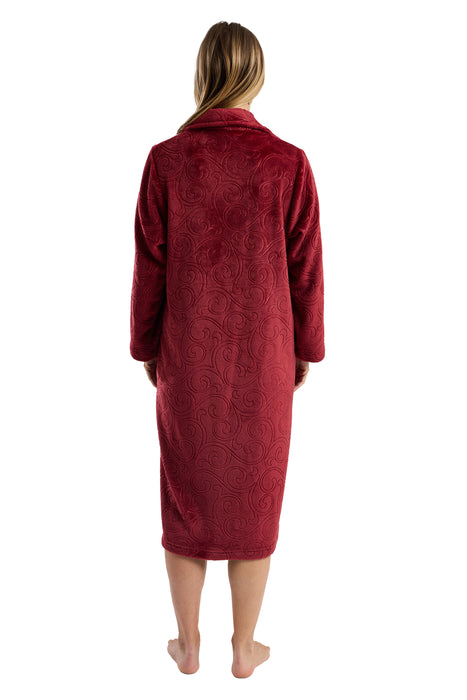 Marlon Luxury Swirl Print Embossed Zip Front Dressing Gown