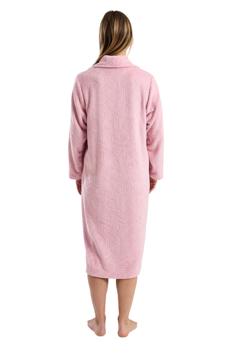 Marlon Luxury Swirl Print Embossed Zip Front Dressing Gown