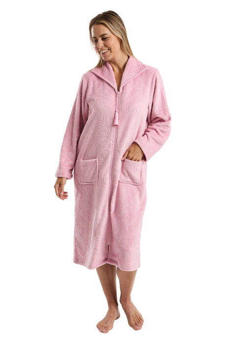 Marlon Luxury Swirl Print Embossed Zip Front Dressing Gown
