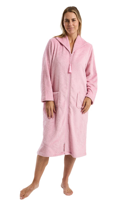 Marlon Luxury Swirl Print Embossed Zip Front Dressing Gown