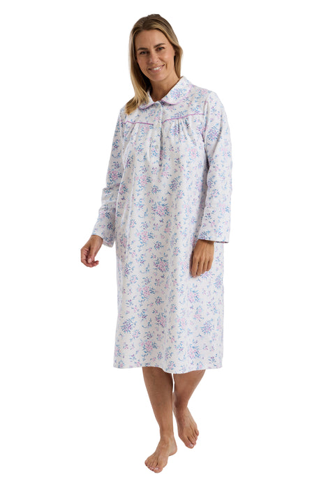 Marlon 100% Brushed Cotton Winceyette Long Sleeve Nightdress