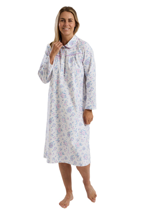 Marlon 100% Brushed Cotton Winceyette Long Sleeve Nightdress