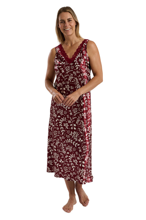 Marlon Luxury Sleeveless Satin Print Nightdress