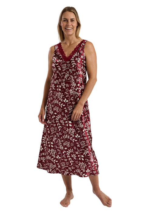 Marlon Luxury Sleeveless Satin Print Nightdress