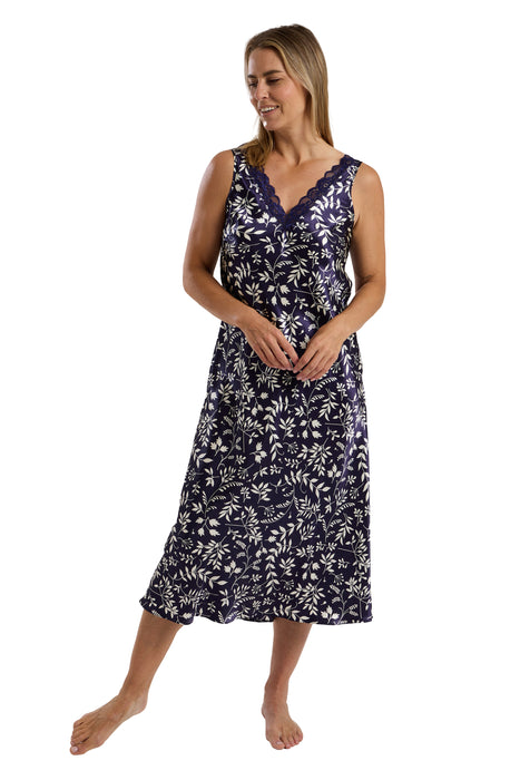 Marlon Luxury Sleeveless Satin Print Nightdress