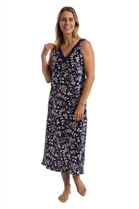 Marlon Luxury Sleeveless Satin Print Nightdress