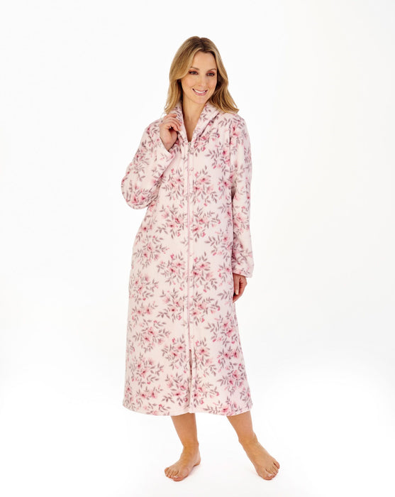 Slenderella  Luxury Supersoft Fleece Floral Zip Front Dressing Gown