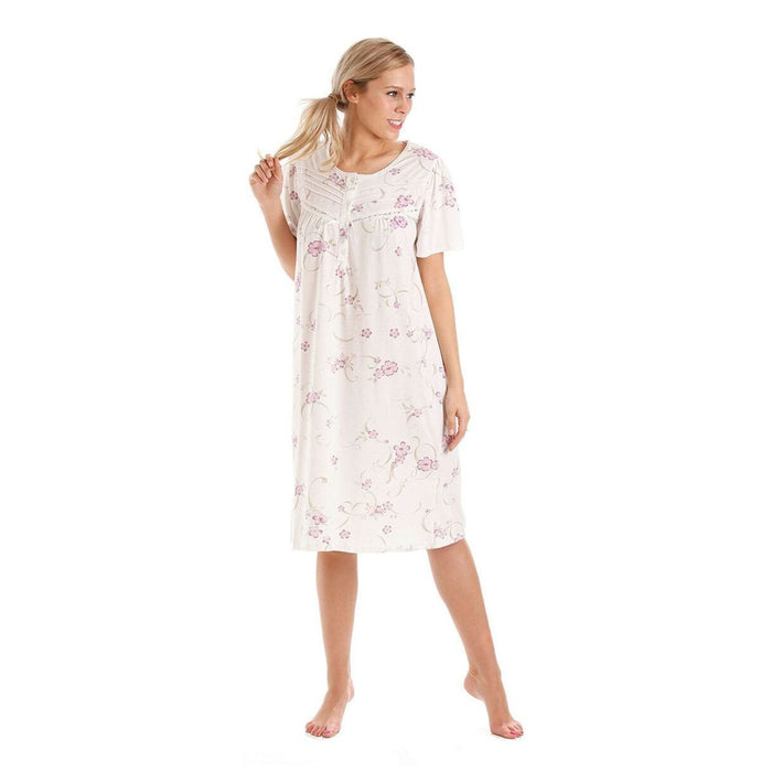 Lady Olga Short Sleeve Floral Cotton Jersey Nightdress — Sandras