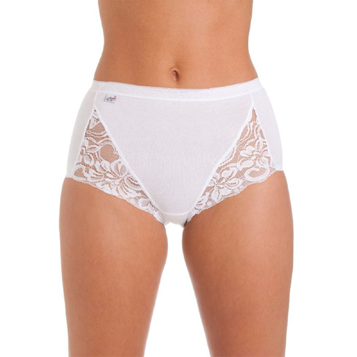 Cotton and Lycra Lace Trim Comfort Maxi Brief - 3 Pack