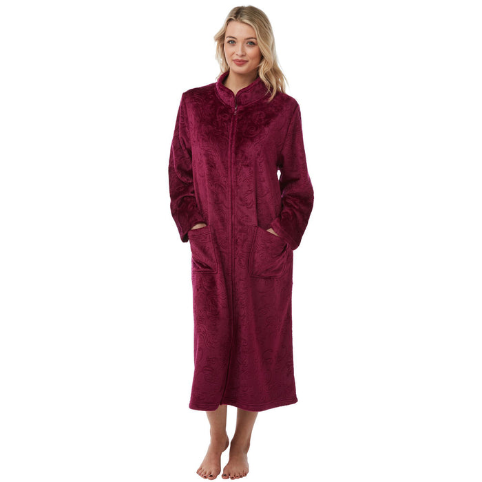Women Zip Up Bathrobe Woman Zipper Fleece Plush Robe Ladies Warm Long Full  Length Housecoat Sleepwear M/L/XL - Walmart.ca