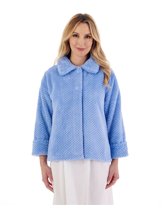 Slenderella Bed Jacket with Collar in Luxury Waffle Supersoft Fleece