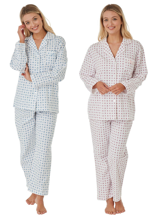 Ladies 100% Double Brushed Cotton Pyjamas Geo Print