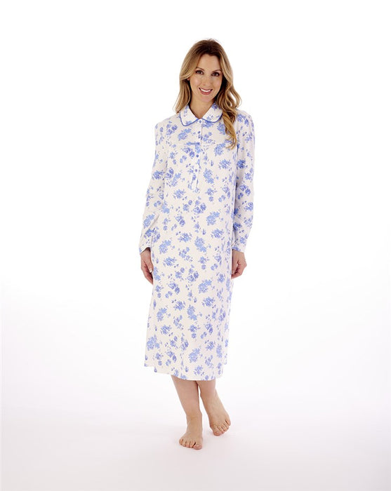 Women's Long Sleeve Nightgown With Pockets - Soft Rayon/Spandex Blend, V-Neck, Side Slits - Winter Nightdress For Home & Travel