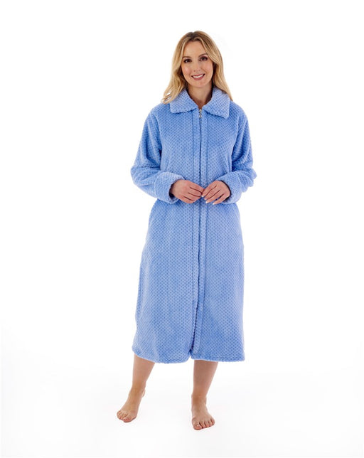 Undercover Zip Up Fleece Dressing Gown - Blue
