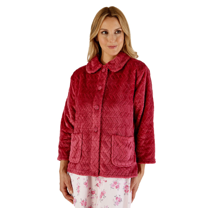 Slenderella Luxury Supersoft Chevron Pattern Fleece Bed Jacket