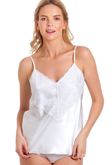 British Made Satin Deep Lace Trimmed Camisole Top — Sandras-Online