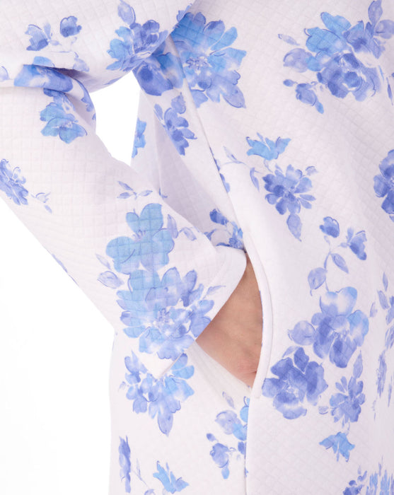 Slenderella Cotton Rich Mock Quilt Button Front Dressing Gown