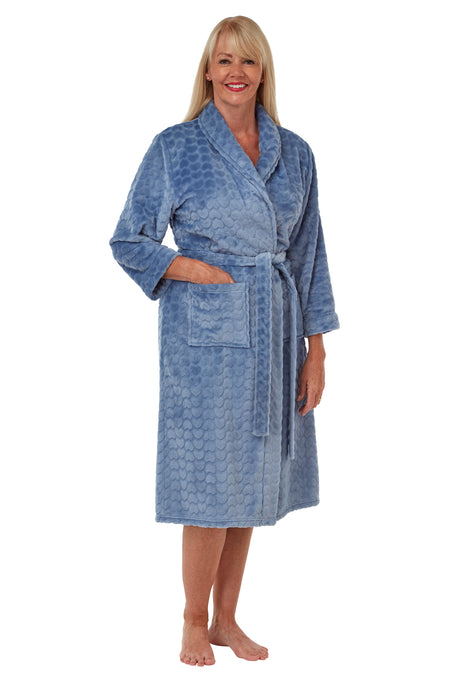 Supersoft Embossed Heart Design Wrap Dressing Gown