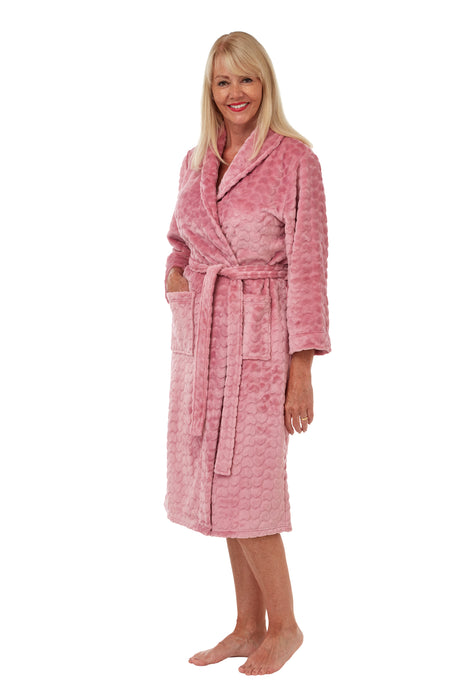 Supersoft Embossed Heart Design Wrap Dressing Gown