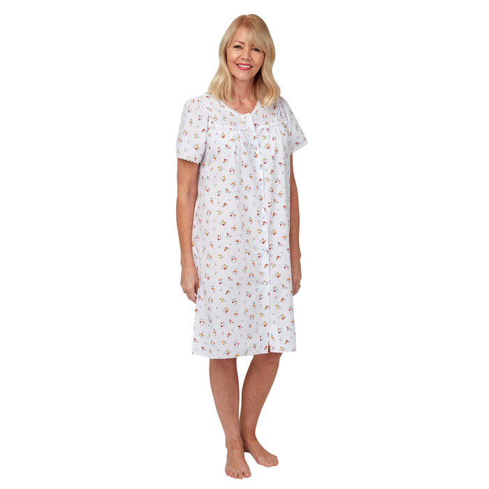 Full Button Front Short Sleeve Nightdress
