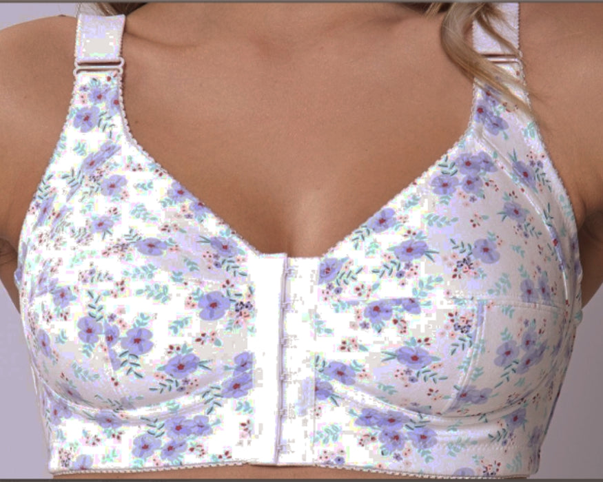Cotton Firm Control Front Fastening Bra in Floral Print