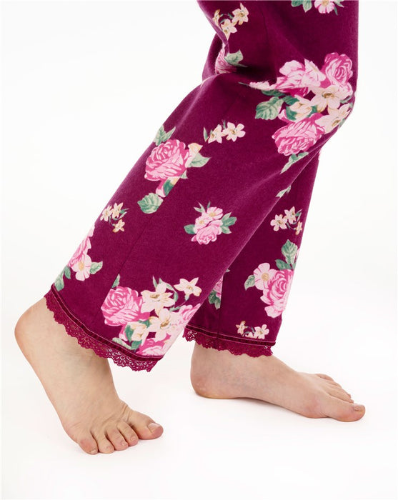 Slenderella Bold Floral Flannel & Interlock Long Sleeve Pyjamas