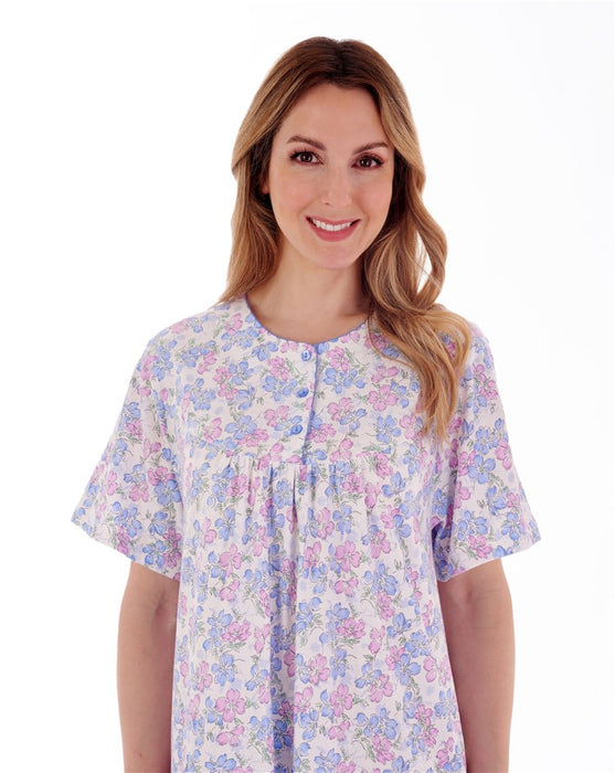 Slenderella 100% Cotton Jersey Floral Print Short Sleeve Nightdress