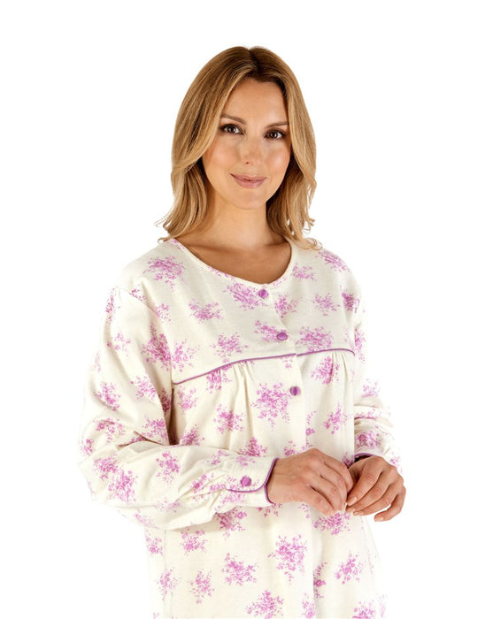 Slenderella 100% Double Brushed Cotton Longer Length Nightdress With Round Neck